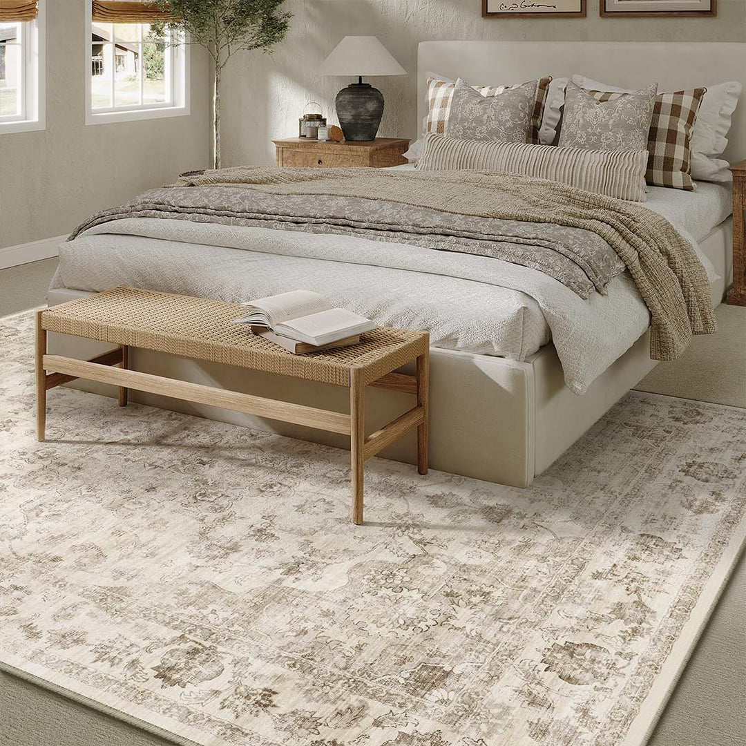 WondRg 8x10 Beige Neutral Area Rug 