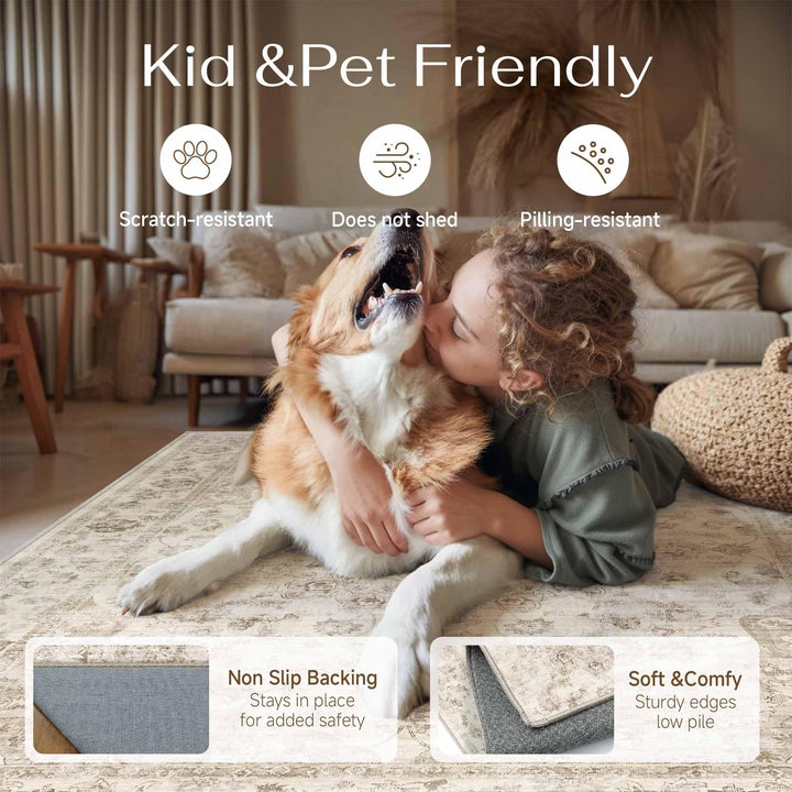 WondRg 8x10 Beige Neutral Area Rug 