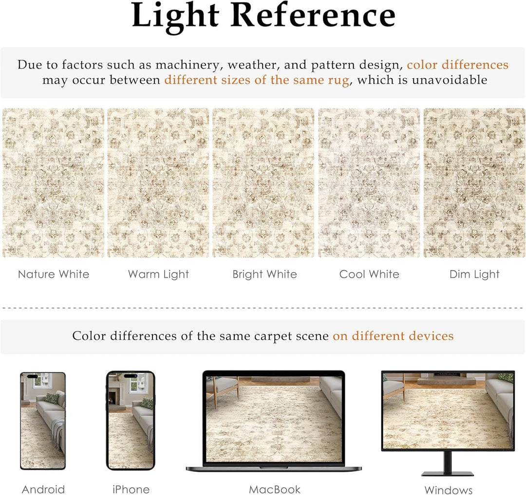WondRg 8x10 Beige Neutral Area Rug 