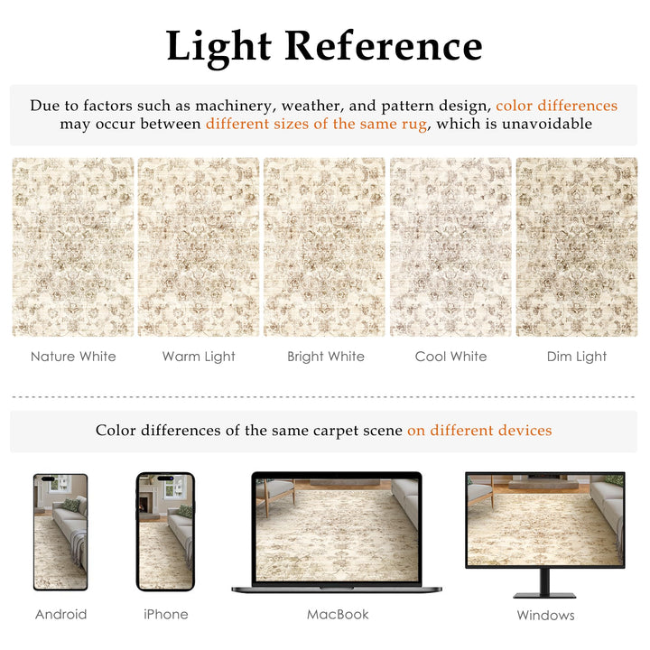 WondRg 8x10 Beige Neutral Area Rug 