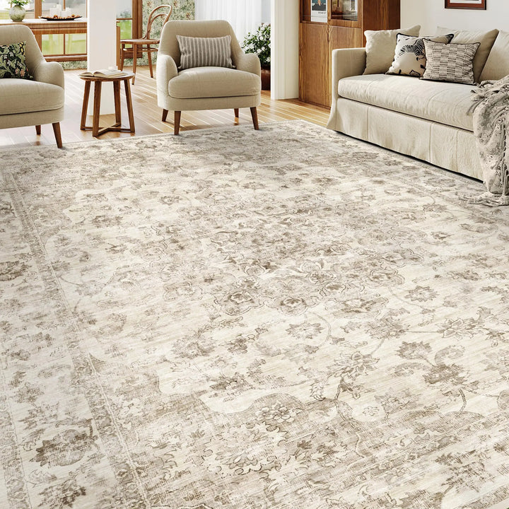 WondRg 8x10 Beige Neutral Area Rug 