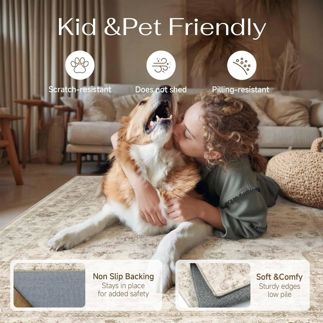 WondRg 8x10 Beige Neutral Area Rug 