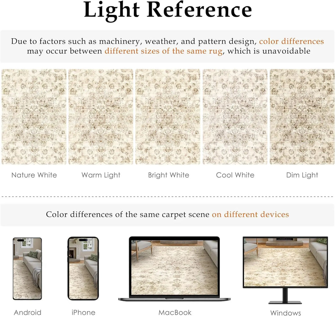 WondRg 8x10 Beige Neutral Area Rug 