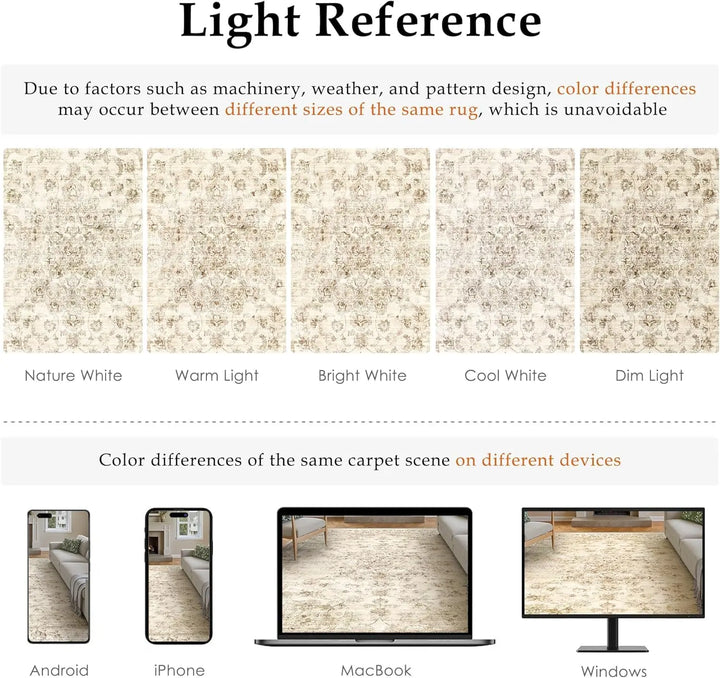WondRg 8x10 Beige Neutral Area Rug 
