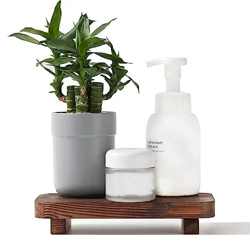 Wood Riser, Bathroom Counter Dish Soap Wood Tray, Soap Pedestal Dispenser Stand, Modern Farmhouse Decor - Brown 