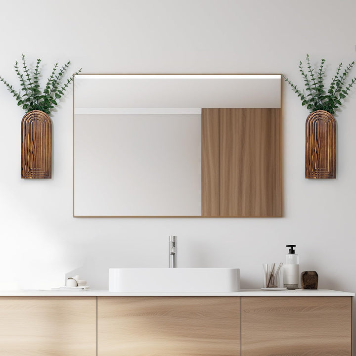 Wooden Wall Planter Vase Set of 2, Boho Hanging Planter for Indoor Plants &amp; Flowers, Natural Wood Wall-Mounted Planters for Art Home Decor - Living Room, Bedroom, Bathroom, Patio (Brown) 