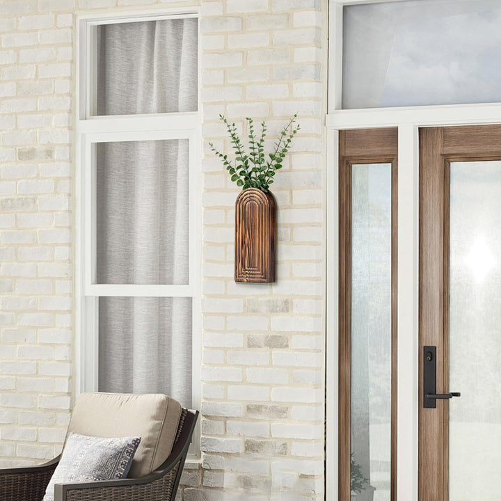 Wooden Wall Planter Vase Set of 2, Boho Hanging Planter for Indoor Plants &amp; Flowers, Natural Wood Wall-Mounted Planters for Art Home Decor - Living Room, Bedroom, Bathroom, Patio (Brown) 
