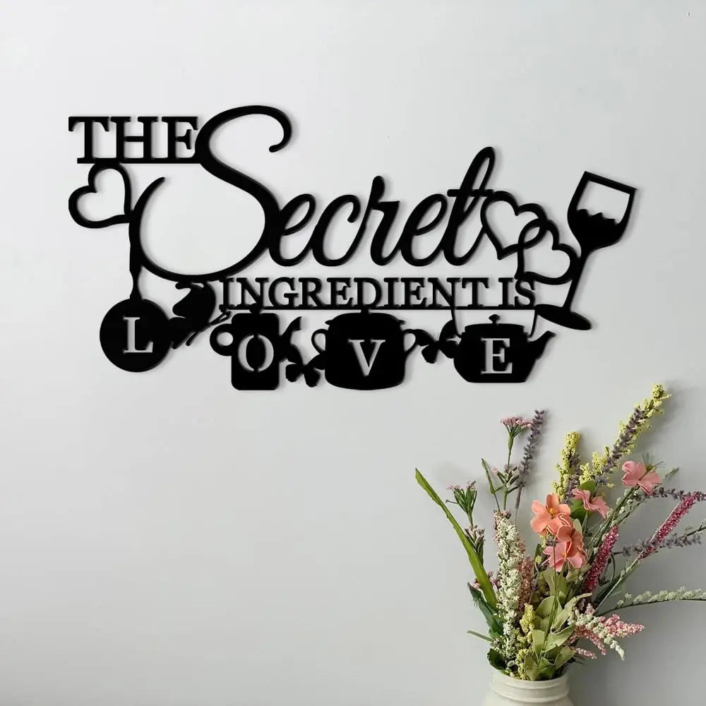 XORT Farmhouse Kitchen Wall Decor, Secret Ingredient Love Metal Sign