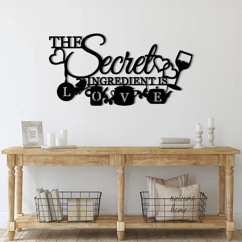 XORT Farmhouse Kitchen Wall Decor, Secret Ingredient Love Metal Sign