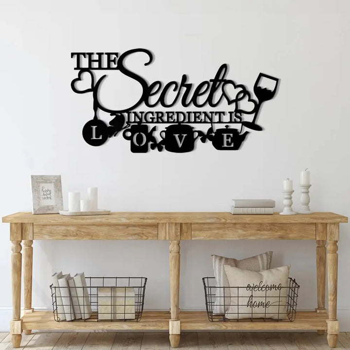XORT Farmhouse Kitchen Wall Decor, Secret Ingredient Love Metal Sign