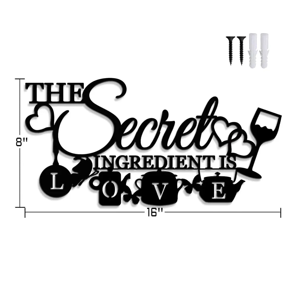 XORT Farmhouse Kitchen Wall Decor, Secret Ingredient Love Metal Sign