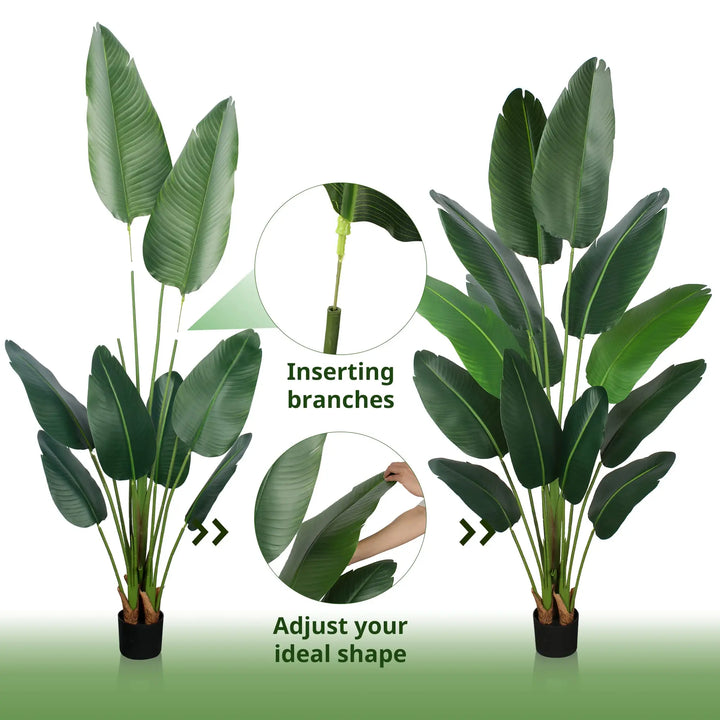 YEPDIN Artificial Bird of Paradise Plant 6 Ft Tall Fake Banana Leaf Plant for Indoors and Outdoors,Faux Palm Tree with Plastic Pot for Office and Home Decor,L180 