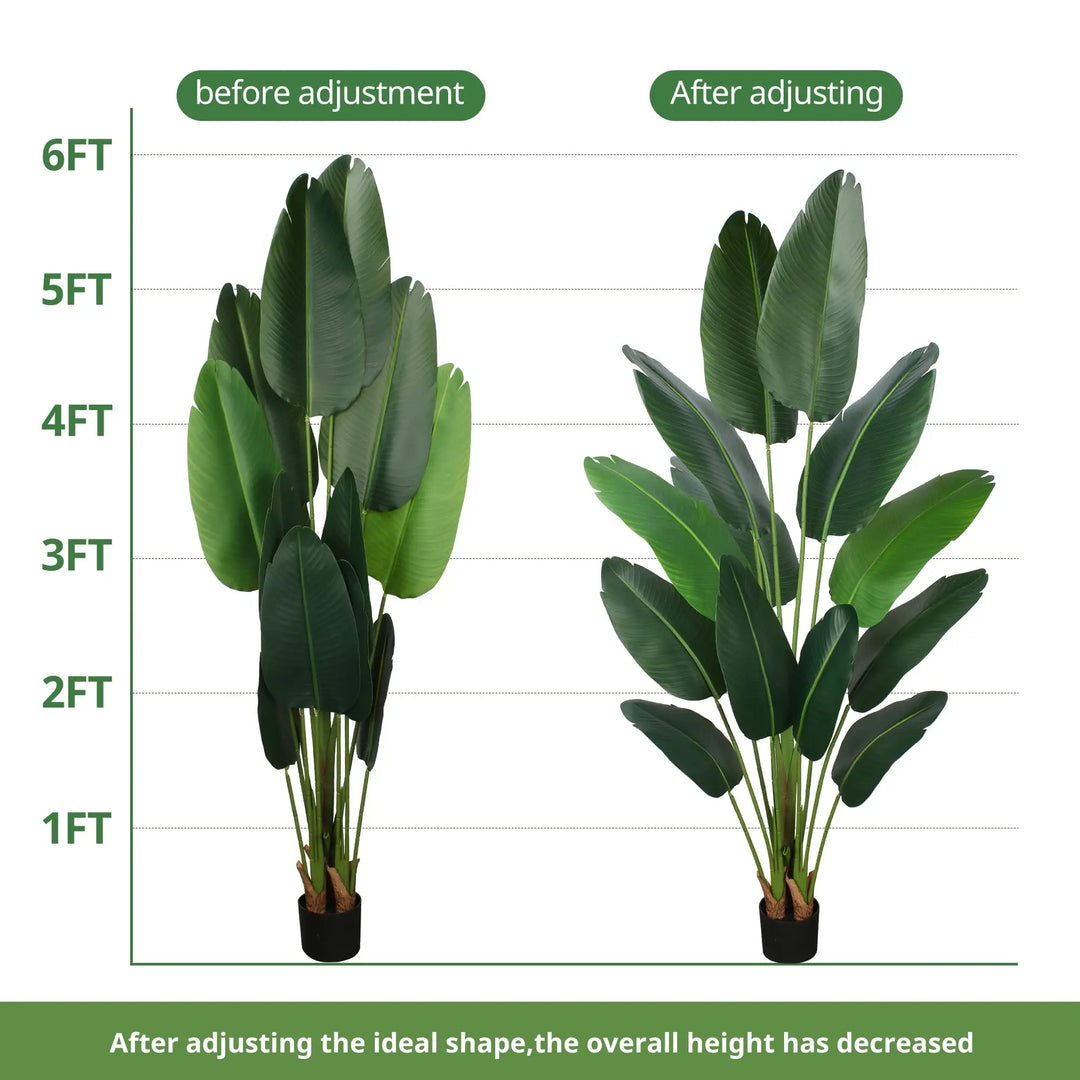 YEPDIN Artificial Bird of Paradise Plant 6 Ft Tall Fake Banana Leaf Plant for Indoors and Outdoors,Faux Palm Tree with Plastic Pot for Office and Home Decor,L180 