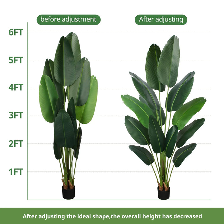 YEPDIN Artificial Bird of Paradise Plant 6 Ft Tall Fake Banana Leaf Plant for Indoors and Outdoors,Faux Palm Tree with Plastic Pot for Office and Home Decor,L180 