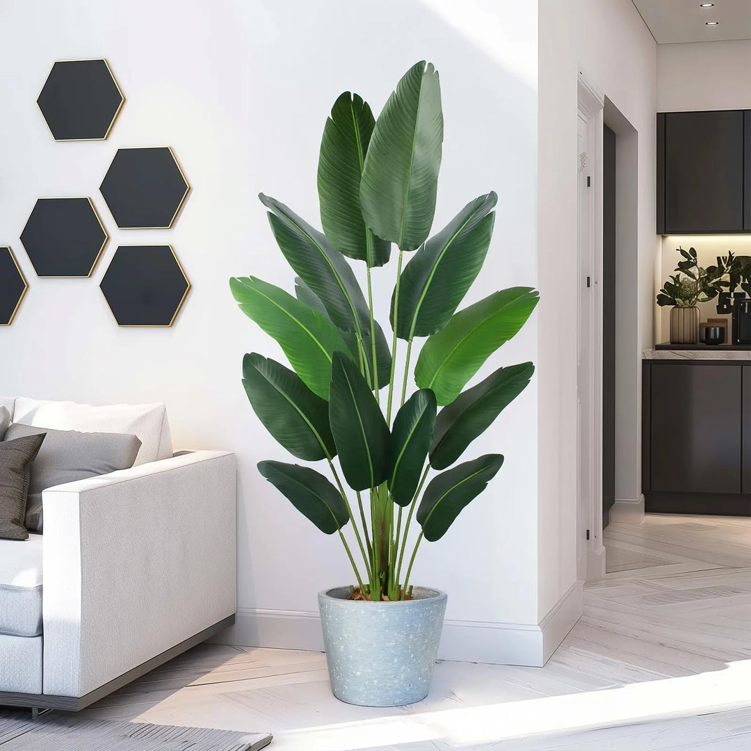YEPDIN Artificial Bird of Paradise Plant 6 Ft Tall Fake Banana Leaf Plant for Indoors and Outdoors,Faux Palm Tree with Plastic Pot for Office and Home Decor,L180 