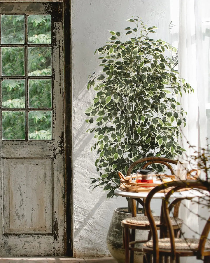 Yepdin 6 FT Artificial Ficus Tree 600 Leaves Faux Plants Indoor Tall with Black Pot Large Fake Tree for Home Office Living Room Decor 