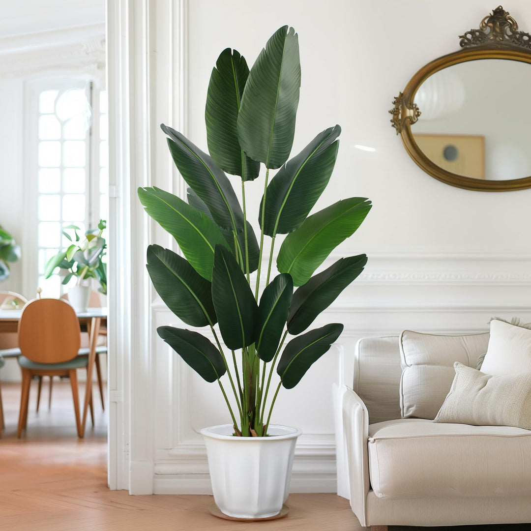 YEPDIN Artificial Bird of Paradise Plant 6 Ft Tall Fake Banana Leaf Plant for Indoors and Outdoors,Faux Palm Tree with Plastic Pot for Office and Home Decor,L180 