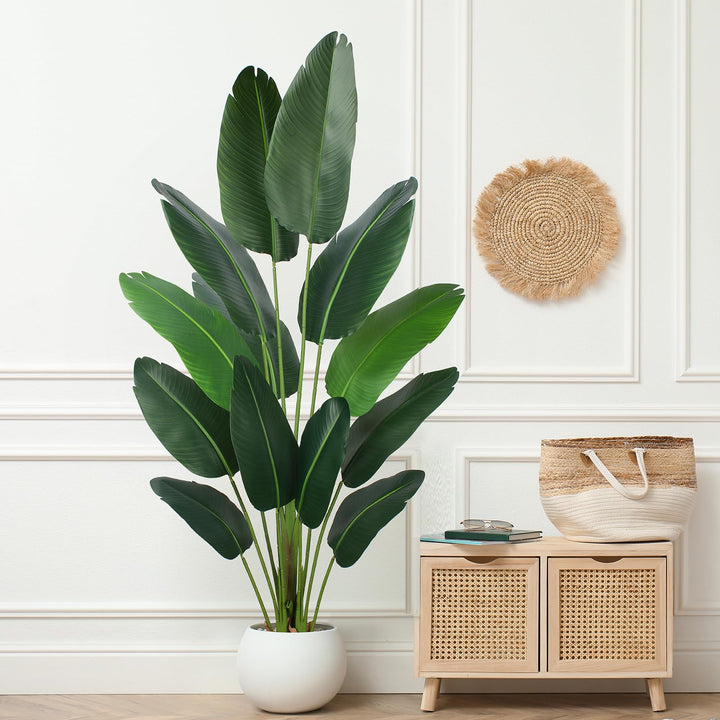 YEPDIN Artificial Bird of Paradise Plant 6 Ft Tall Fake Banana Leaf Plant for Indoors and Outdoors,Faux Palm Tree with Plastic Pot for Office and Home Decor,L180 