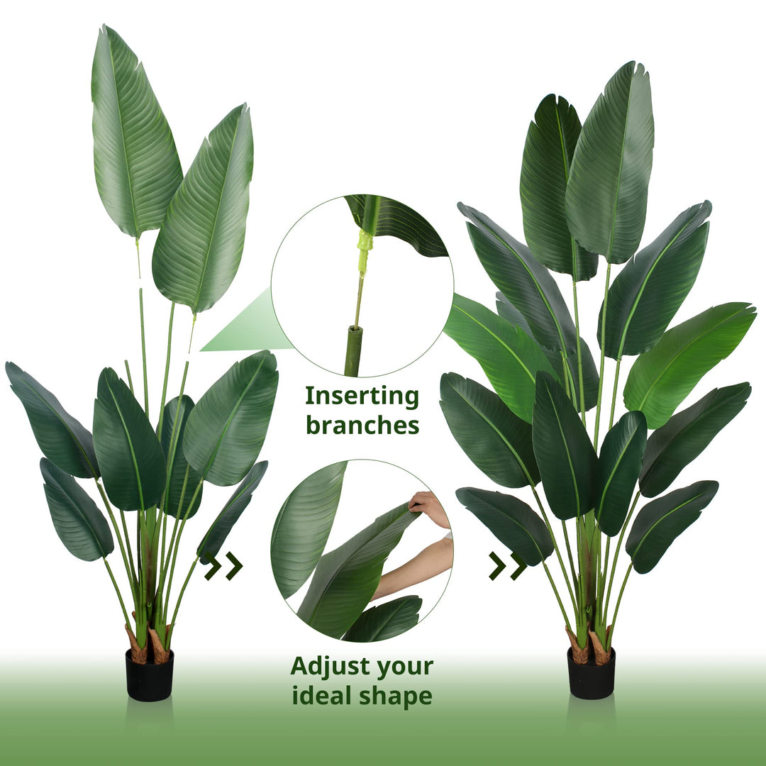 YEPDIN Artificial Bird of Paradise Plant 6 Ft Tall Fake Banana Leaf Plant for Indoors and Outdoors,Faux Palm Tree with Plastic Pot for Office and Home Decor,L180 