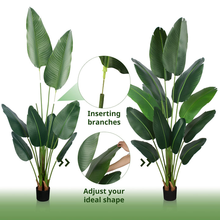 YEPDIN Artificial Bird of Paradise Plant 6 Ft Tall Fake Banana Leaf Plant for Indoors and Outdoors,Faux Palm Tree with Plastic Pot for Office and Home Decor,L180 