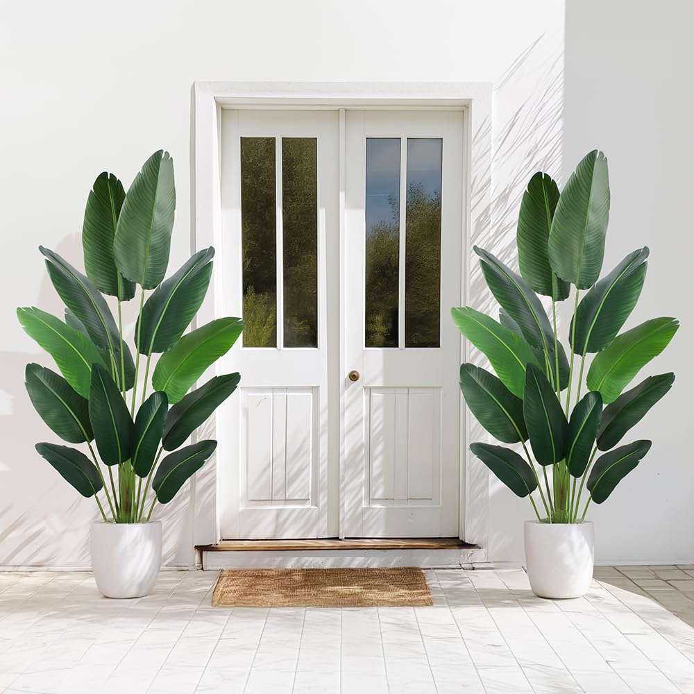 YEPDIN Artificial Bird of Paradise Plant 6 Ft Tall Fake Banana Leaf Plant for Indoors and Outdoors,Faux Palm Tree with Plastic Pot for Office and Home Decor,L180 