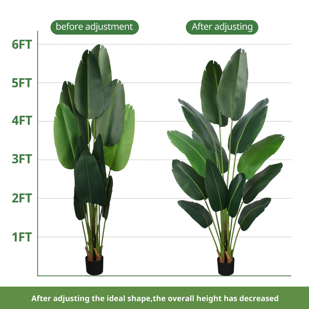 YEPDIN Artificial Bird of Paradise Plant 6 Ft Tall Fake Banana Leaf Plant for Indoors and Outdoors,Faux Palm Tree with Plastic Pot for Office and Home Decor,L180 