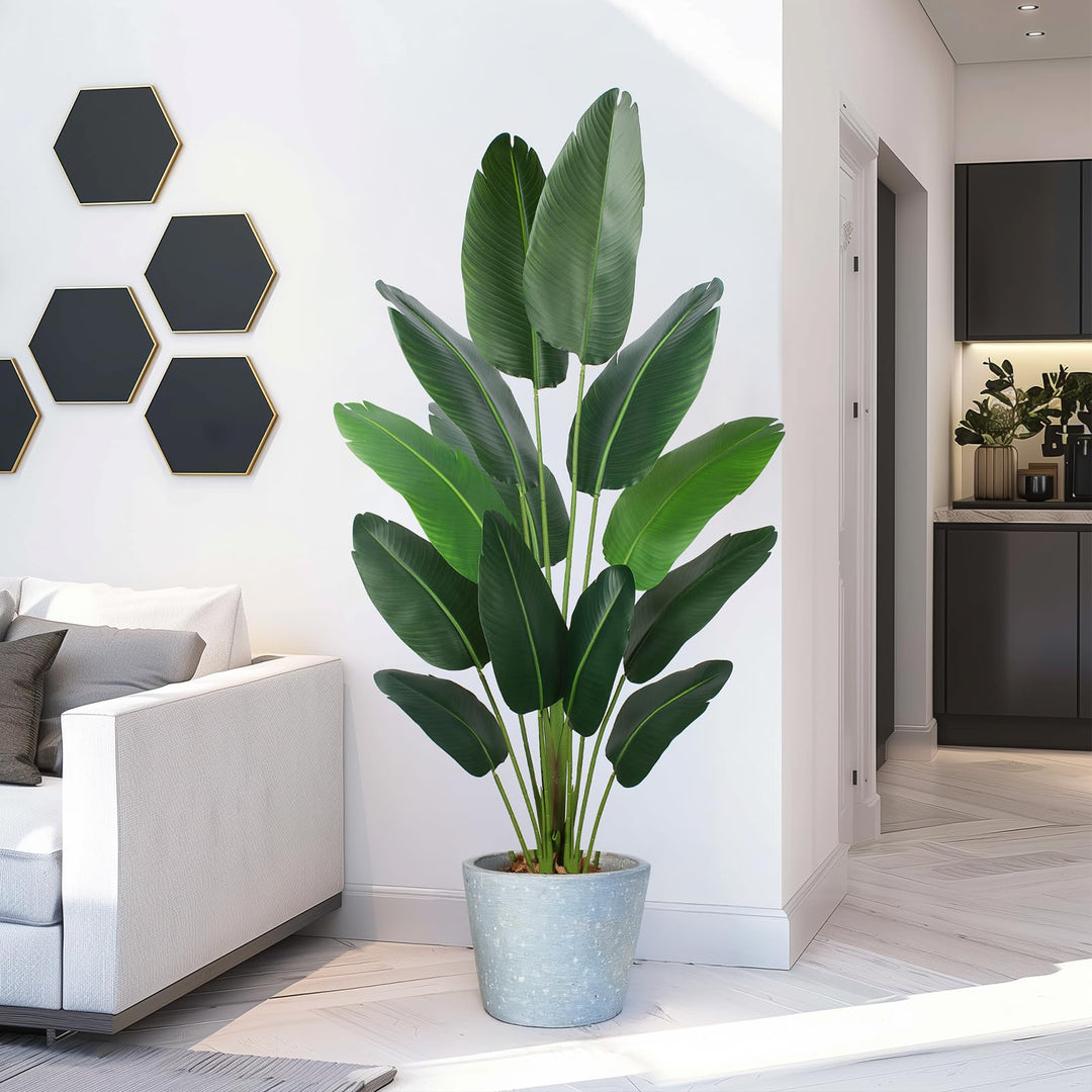YEPDIN Artificial Bird of Paradise Plant 6 Ft Tall Fake Banana Leaf Plant for Indoors and Outdoors,Faux Palm Tree with Plastic Pot for Office and Home Decor,L180 