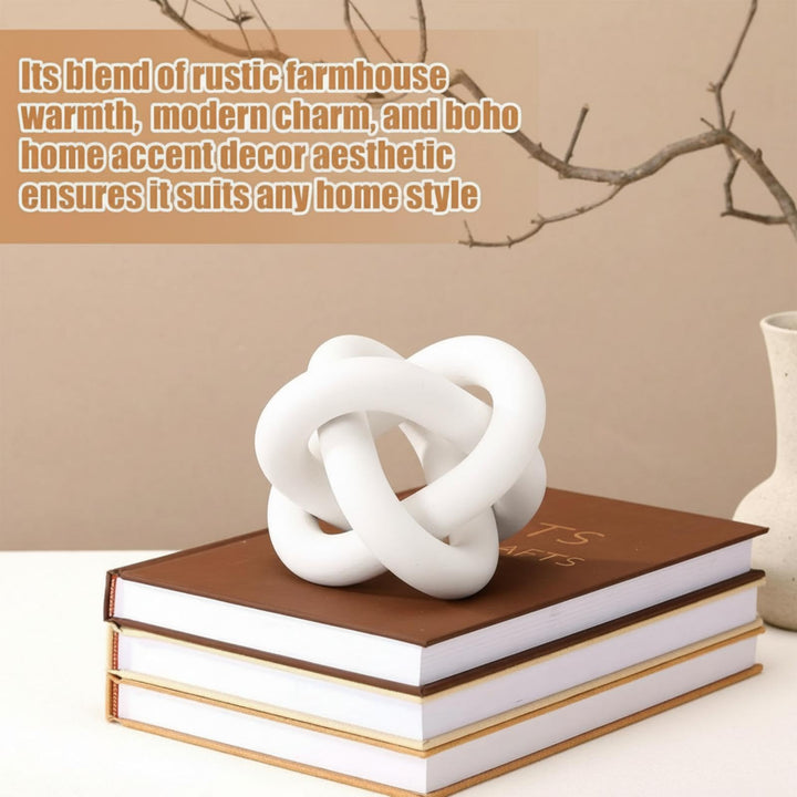 Yalikop 3 Link Wood Knot Decor Rustic Table Shelf Accents, White 