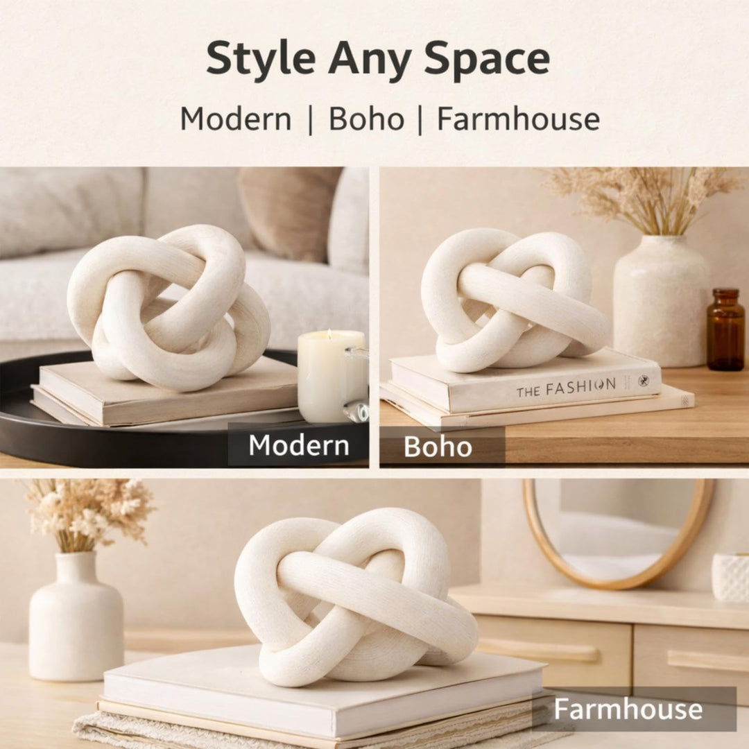 Yalikop 3 Link Wood Knot Decor Rustic Table Shelf Accents, White 