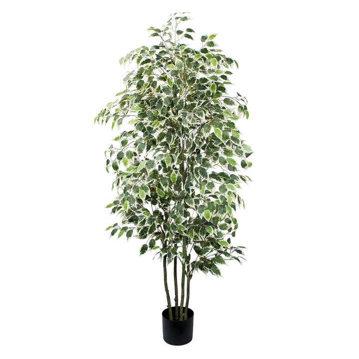 Yepdin 6 FT Artificial Ficus Tree 600 Leaves Faux Plants Indoor Tall with Black Pot Large Fake Tree for Home Office Living Room Decor 