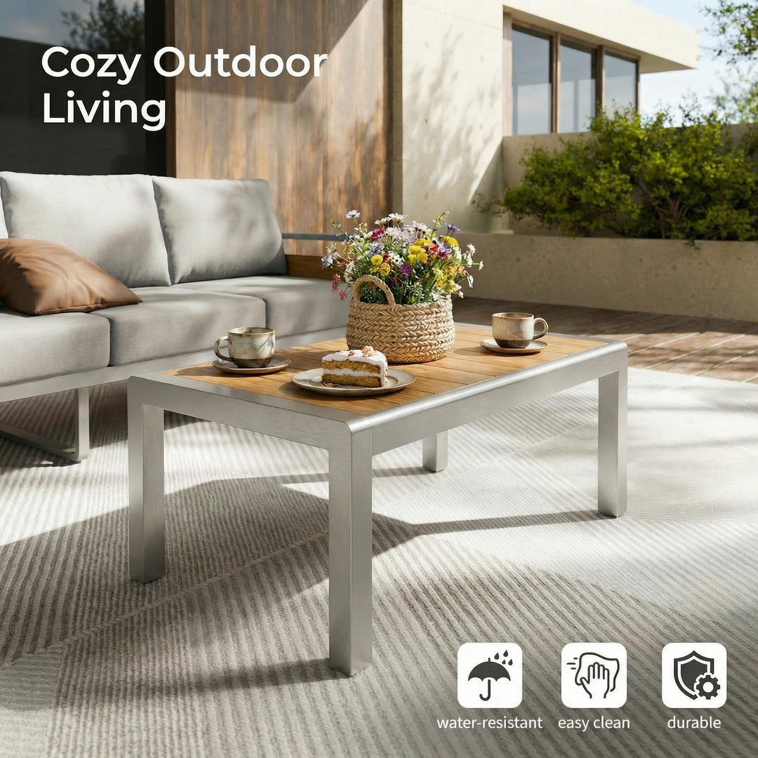 ZANDOR Aluminum Outdoor Patio Furniture Set with Table,7 Seat, Silver 
