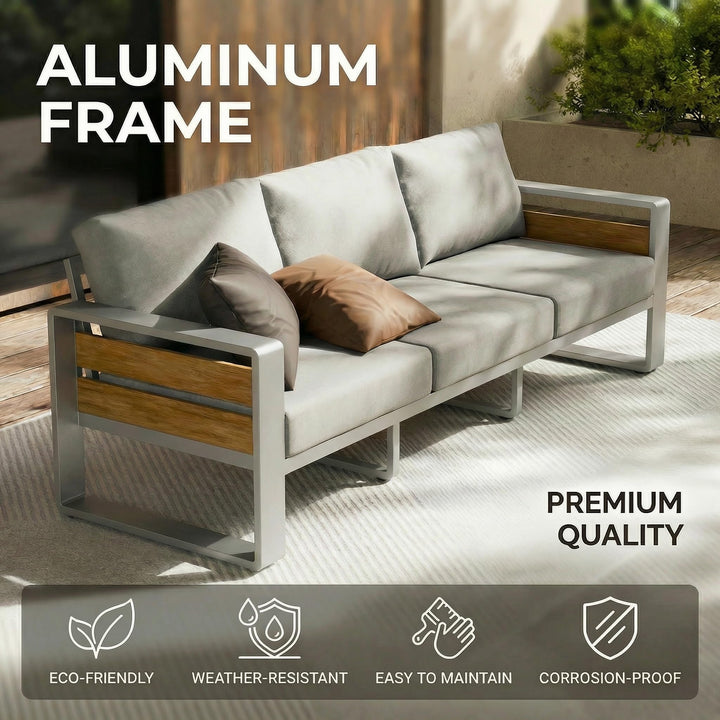 ZANDOR Aluminum Outdoor Patio Furniture Set with Table,7 Seat, Silver 
