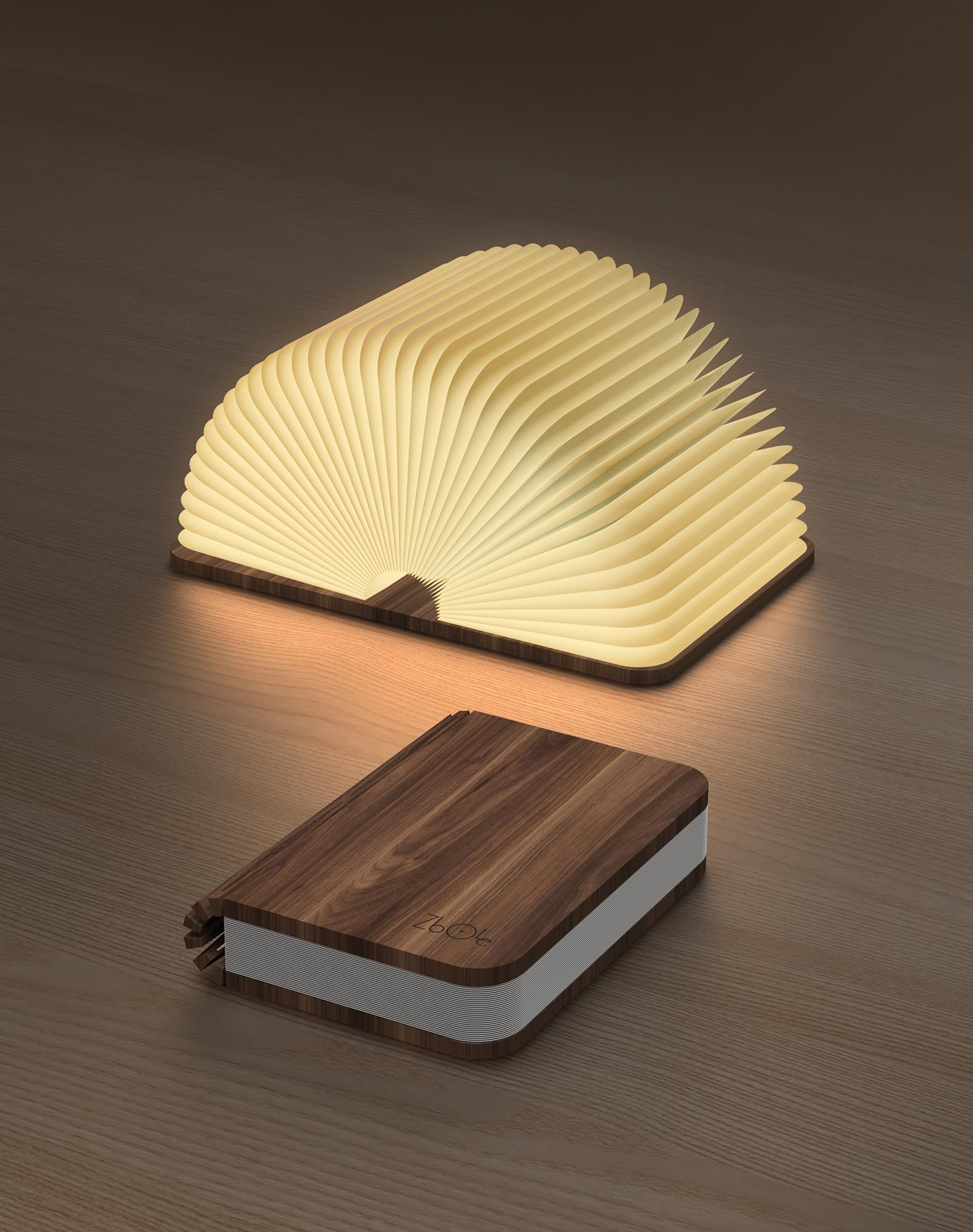 ZBOLE 4.7 Inch Wooden Book Lamp, Book Lovers Gifts,Teacher Appreciation Gifts for Women, Folding Book Light, LED Ambient Lighting, Magnetic Mood Lighting for Home&Library Decor (Walnut) 