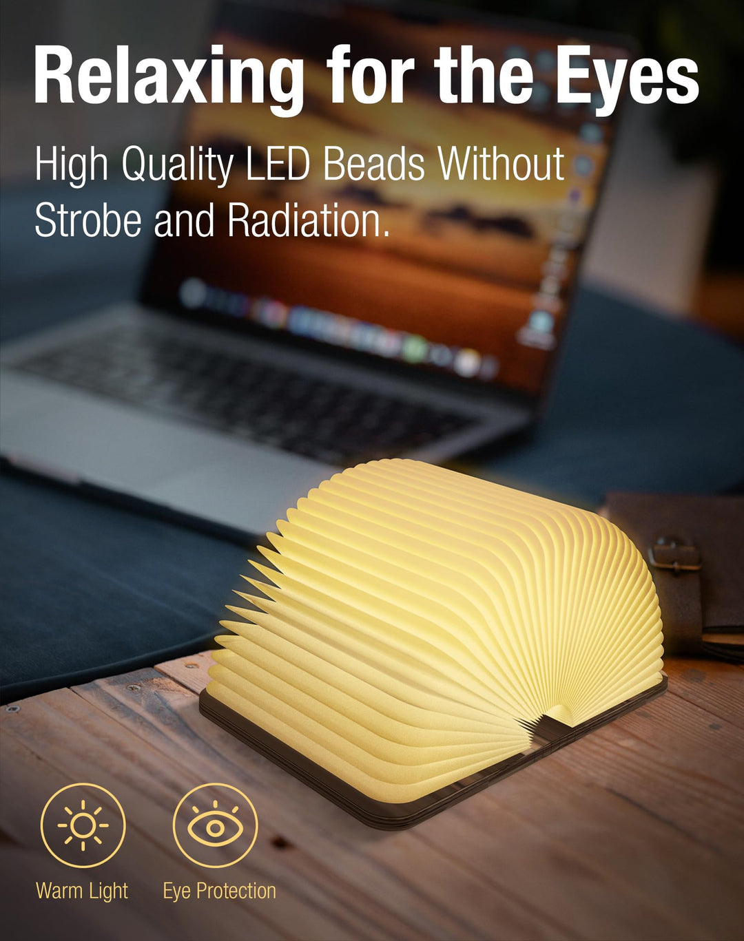 ZBOLE 4.7 Inch Wooden Book Lamp, Book Lovers Gifts,Teacher Appreciation Gifts for Women, Folding Book Light, LED Ambient Lighting, Magnetic Mood Lighting for Home&amp;Library Decor (Walnut) 