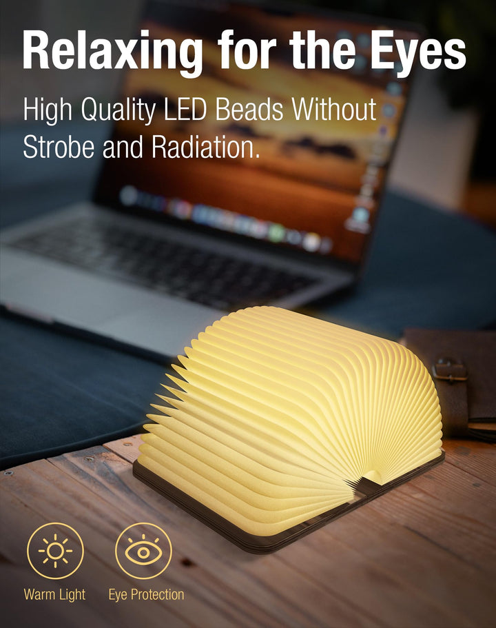 ZBOLE 4.7 Inch Wooden Book Lamp, Book Lovers Gifts,Teacher Appreciation Gifts for Women, Folding Book Light, LED Ambient Lighting, Magnetic Mood Lighting for Home&amp;Library Decor (Walnut) 