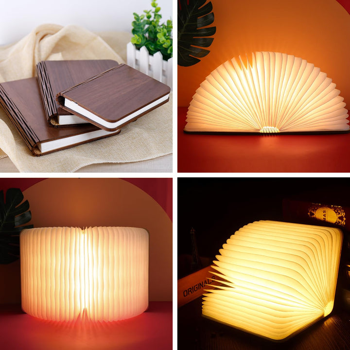 ZBOLE 4.7 Inch Wooden Book Lamp, Book Lovers Gifts,Teacher Appreciation Gifts for Women, Folding Book Light, LED Ambient Lighting, Magnetic Mood Lighting for Home&amp;Library Decor (Walnut) 