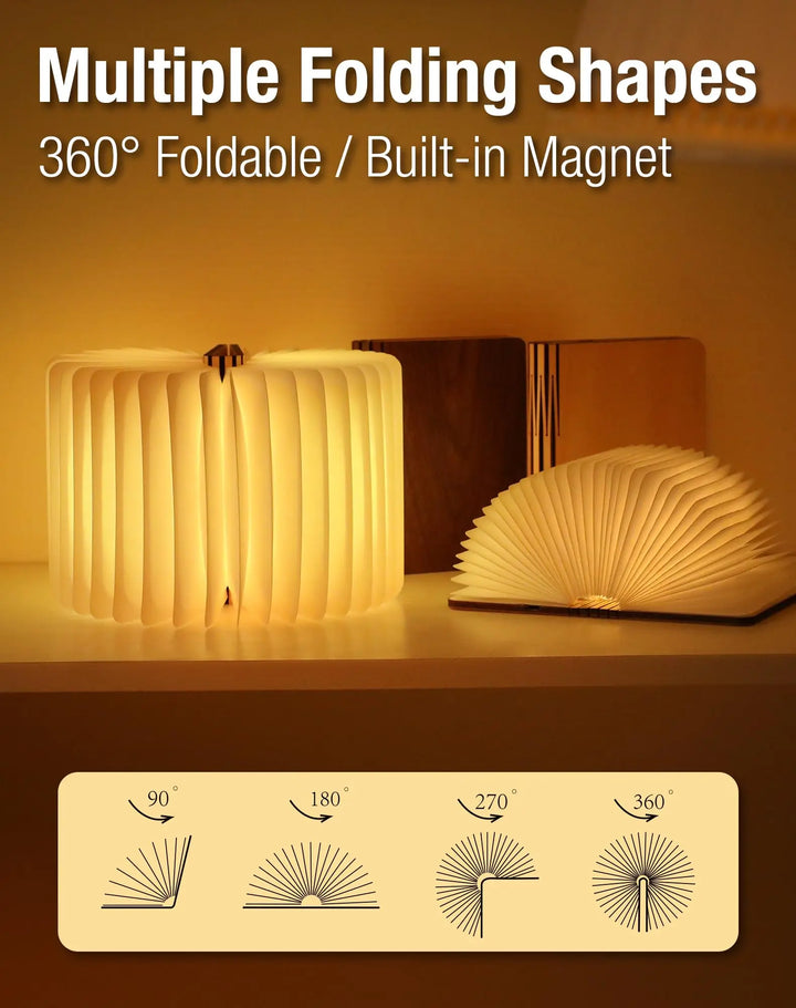 ZBOLE 4.7 Inch Wooden Book Lamp, Book Lovers Gifts,Teacher Appreciation Gifts for Women, Folding Book Light, LED Ambient Lighting, Magnetic Mood Lighting for Home&amp;Library Decor (Walnut) 