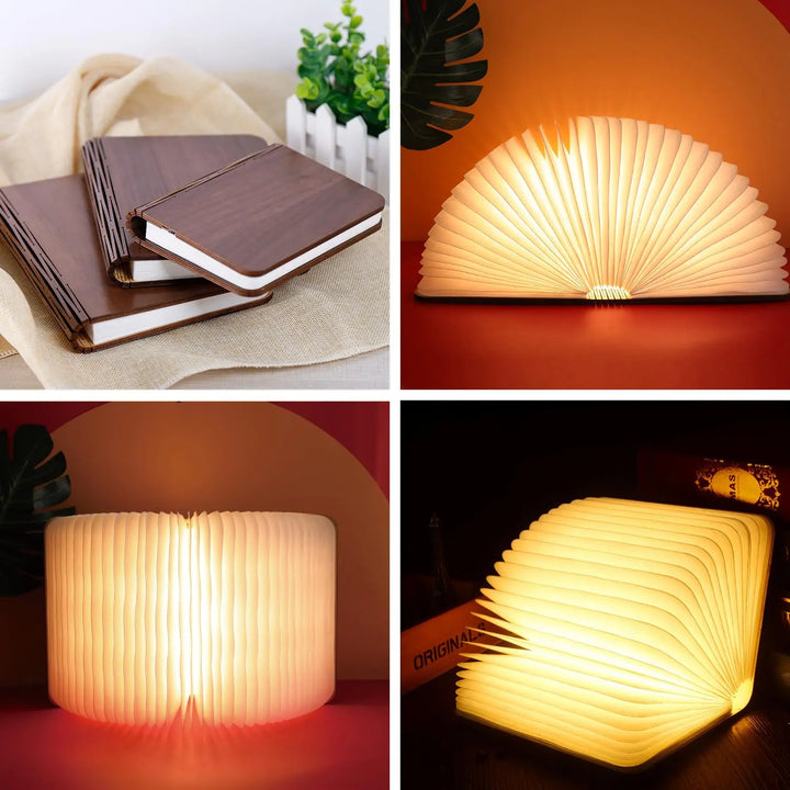 ZBOLE 4.7 Inch Wooden Book Lamp, Book Lovers Gifts,Teacher Appreciation Gifts for Women, Folding Book Light, LED Ambient Lighting, Magnetic Mood Lighting for Home&amp;Library Decor (Walnut) 