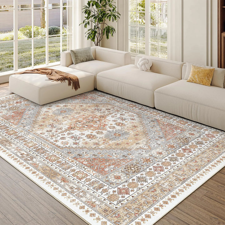 zesthome 7x9 Area Rugs for Living Room,Large Washable Rug,Orange 