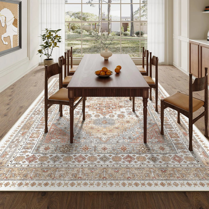 zesthome 7x9 Area Rugs for Living Room,Large Washable Rug,Orange 