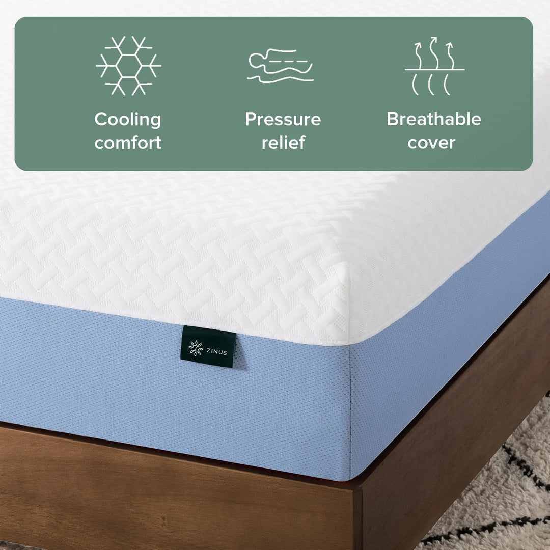 Zinus 8 Inch Twin Cooling Essential Memory Foam Mattress, Medium Feel 