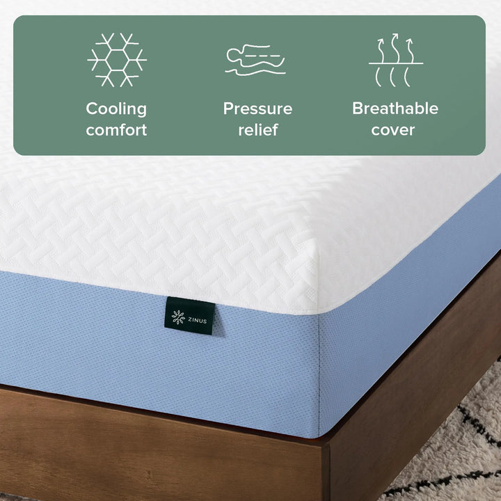 Zinus 8 Inch Twin Cooling Essential Memory Foam Mattress, Medium Feel 