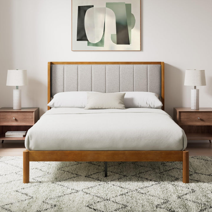 Zinus Jonas Bamboo Platform Bed Frame, Wingback Headboard, Queen 