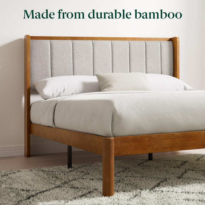 Zinus Jonas Bamboo Platform Bed Frame, Wingback Headboard, Queen 
