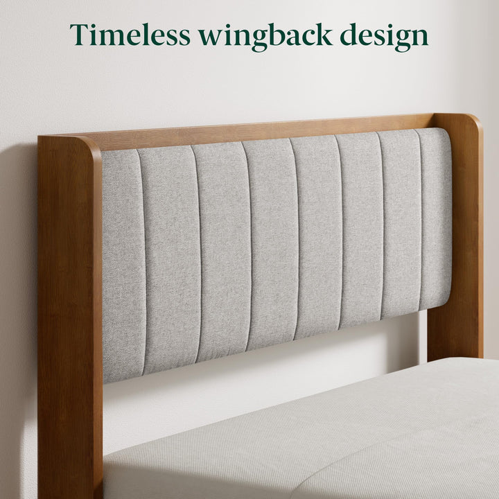 Zinus Jonas Bamboo Platform Bed Frame, Wingback Headboard, Queen 