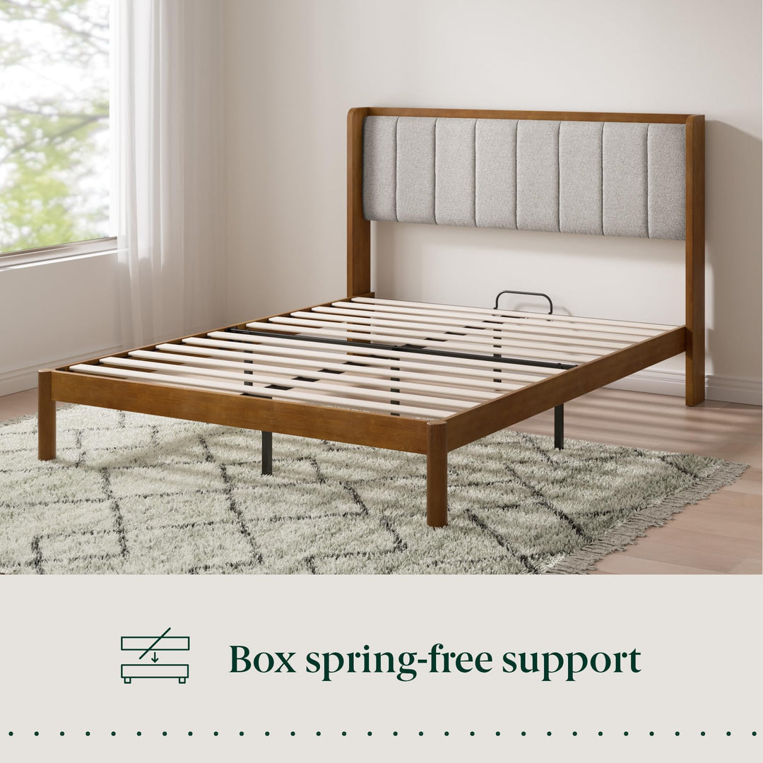Zinus Jonas Bamboo Platform Bed Frame, Wingback Headboard, Queen 