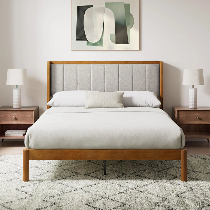 Zinus Jonas Bamboo Platform Bed Frame, Wingback Headboard, Queen 
