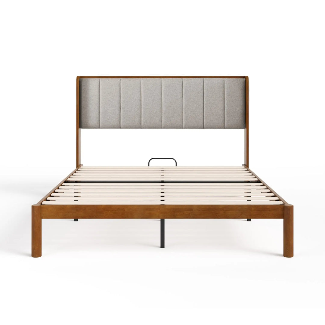 Zinus Jonas Bamboo Platform Bed Frame, Wingback Headboard, Queen 