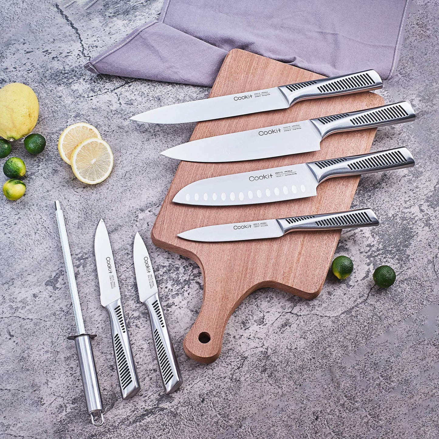 cookit kitchen knife set german stainless steel
