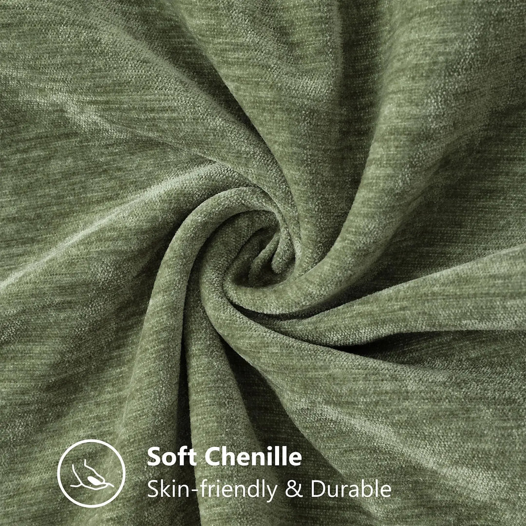 decorUhome Soft Chenille Throw Pillow Covers 26x26, Set of 2, Olive Green